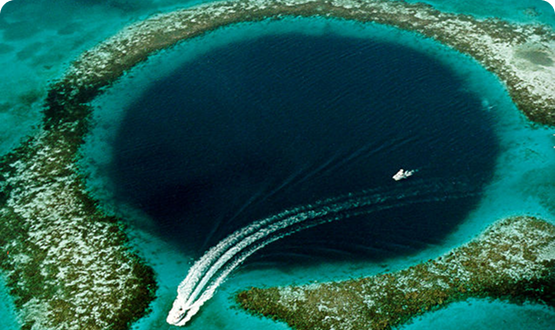 Aerial view of the Great Blue Hole in Belize