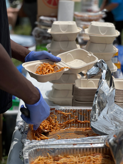 donating food to poor