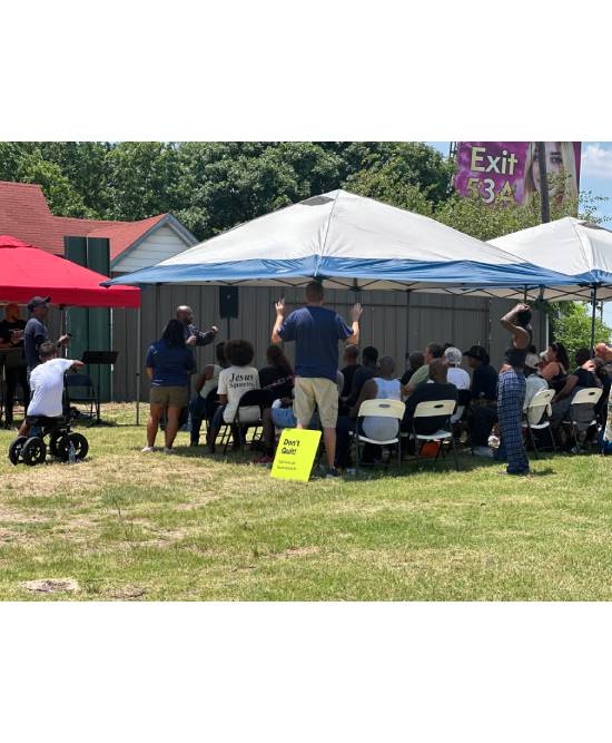under the tent